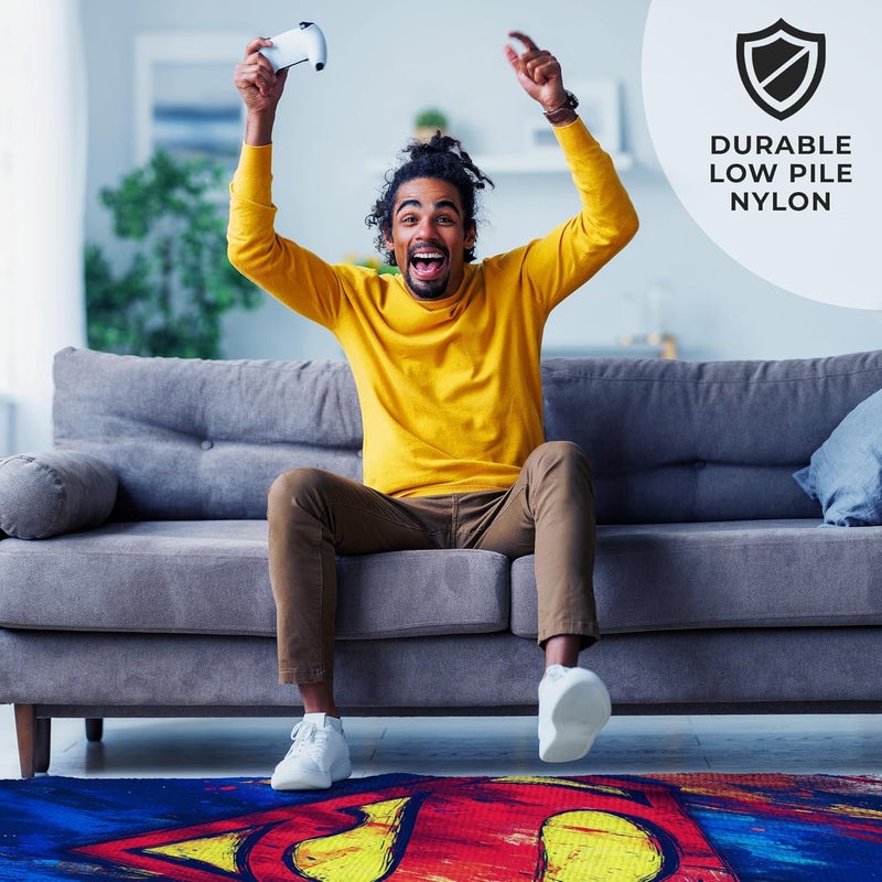 DreamController Superrman Custom Rugs for Gamer Room (62x40inch)| Playroom Carpets Inspired by Games & Anime Decor for Gamers | Gamer Room Decor for Kids Teen Anti-Slip Gaming Mats - Image 4